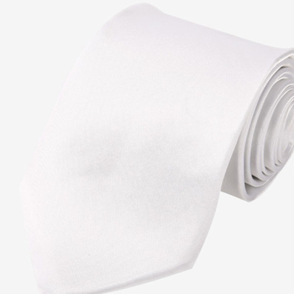 Klassisk slips til mænd, hvid, 8 cm