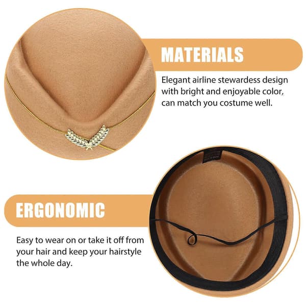 Band Costume Hat Flight Attendant Hat for Decoration 2pcs Khaki