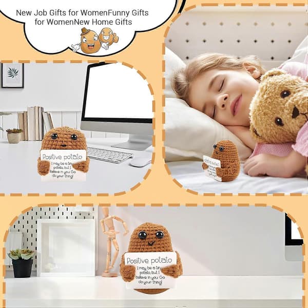 Mini Positiv Potatis 7,5 cm Stickad Plysch Fickkram