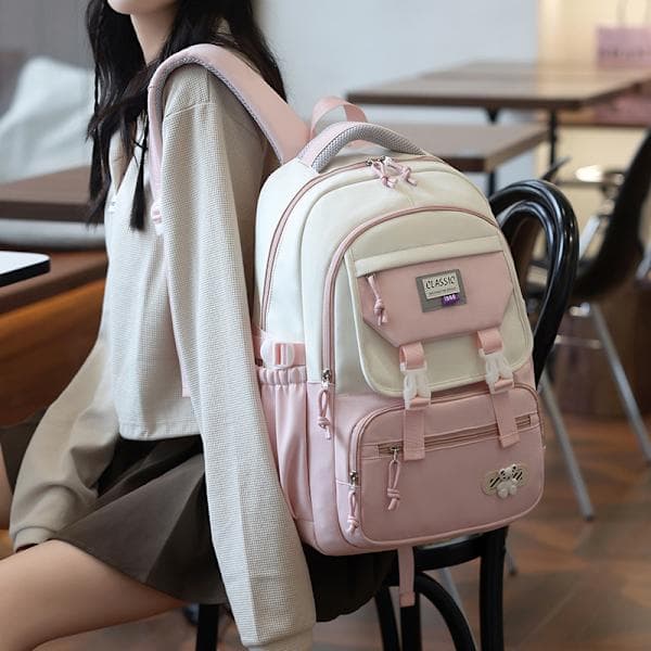 College Style Student Backpack - Large Capacity School Bag with Pressure Relief and Back Support Blue 30*15*45CM