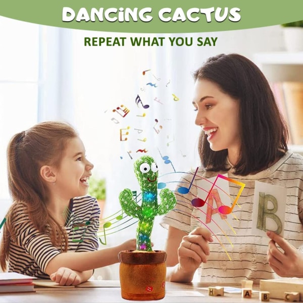 Babyleker Snakker Dansende kaktus med lys og musikk, 120 sanger plysjleker for barn, bursdagsgaver til jenter, gutter