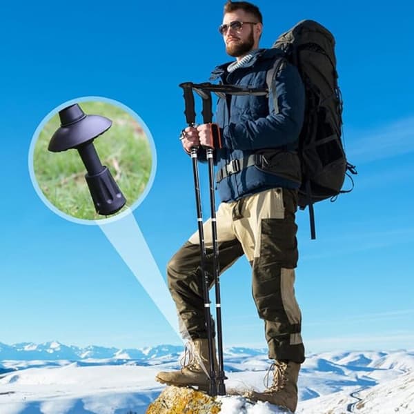 Walking pole protection, 8 pieces black, non-slip rubber buffer for 11 mm hole, for hiking