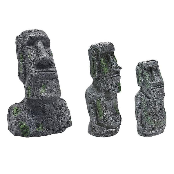 3 st Akvarium Moai Statyer