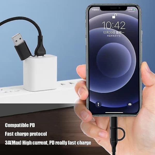 4-i-1 Ladekabel Pd Multifunksjonell Hurtiglading Datakabel