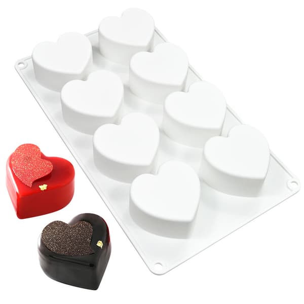 Muffinsform i silikon hjerteform 8 rom – For muffins, mousse og dessert