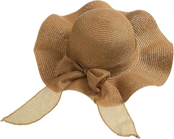 Summer Beach Sun Hat Wide Brim Straw Hat Bow Hat, Large Brim Sun Hat Foldable Portable Sun Hat for Women (2 Pack)