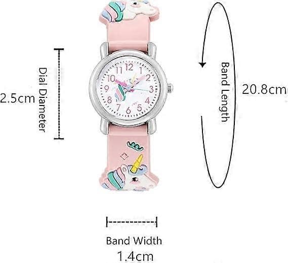 Barnklocka Flickklocka Enhörning Analog Quartz Klocka med Silikonarmband