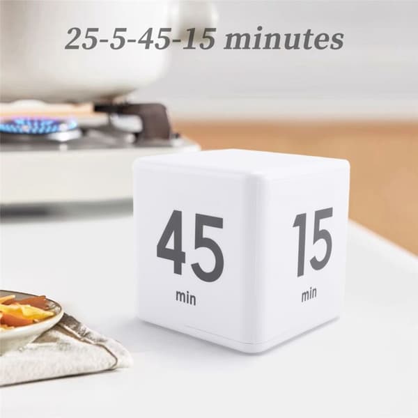 Firkantet timer Køkkentimer Tidsstyring Timer Tyngdekraftssensor Flip til tidsstyring og nedtælling 25-5-45-15 minutter