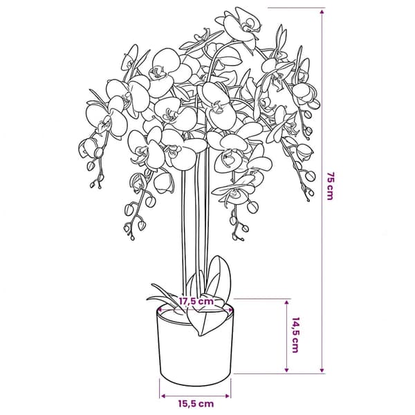 vidaXL Kunstig orkidé med potte 75 cm hvit Vit white