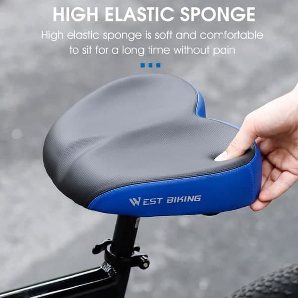 Ergonomisk cykelsadel i blå, PU-læder, stødabsorberende, til fritidscykel