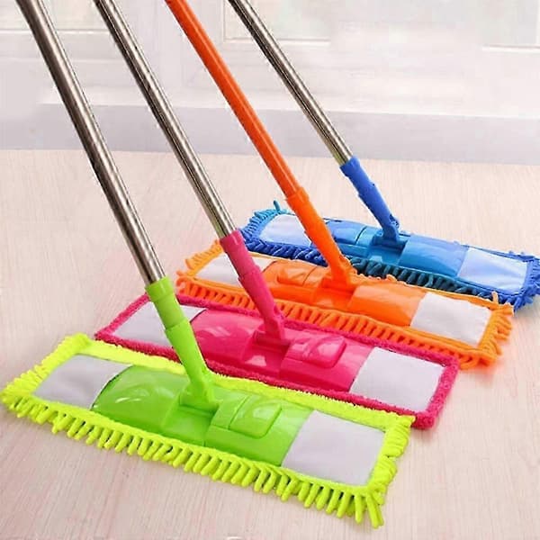 4 stk Mikrofibermopp-refill erstatningshoder støv gulvklut rengjøring vaskbare puter mopphode (blandede farger), 12*40 cm