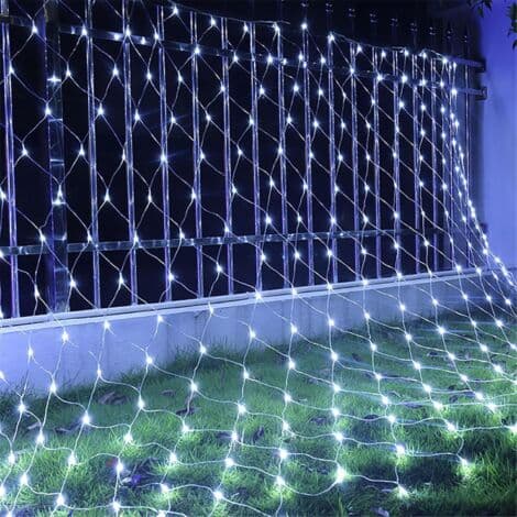 Netlyskæde 192 LED 3M x 2M 8 tilstande Dæmpbar Vandtæt Varm hvid