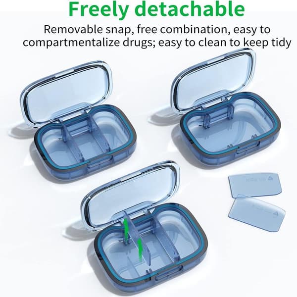 Small Pill Box with Compartments, Moisture-Proof Pill Container, Travel Pill Organizer