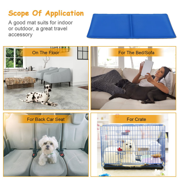Bärbar tryckaktiverad gelkylmatta för hundar och katter - Perfekt för hundgårdar, burar, sängar och bilsäten 90x50cm