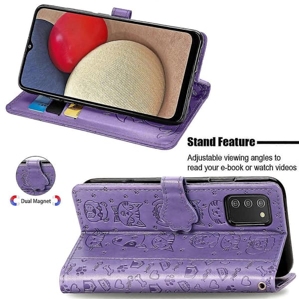 Etui til Samsung Galaxy A02s med foldbart mønster - Lilla SZJG240313