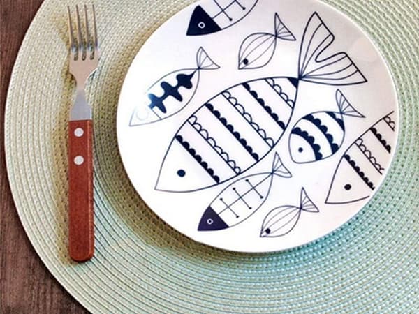 Round Plate Placemat Kitchen Plaid Table Mat Cream 92