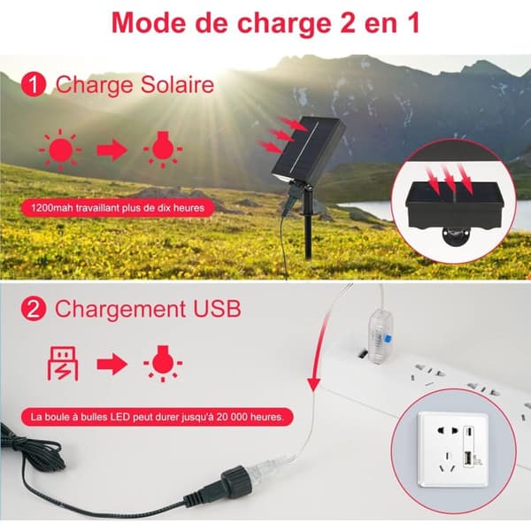 12M 100 LED String Lights with Remote Control, Solar Powered and USB Powered Outdoor and Indoor, 8 Modes Waterproof Garden String Lights