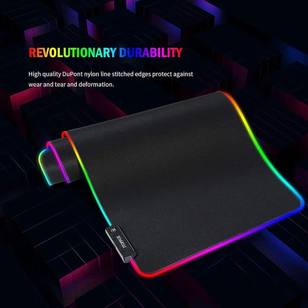RGB Gaming Mouse Pad - LED Mouse Pad - with 14 Lighting Modes - Non-Slip Rubber Base - Mouse Pad - Suitable for Gamers - 800×300×3 mm - Black