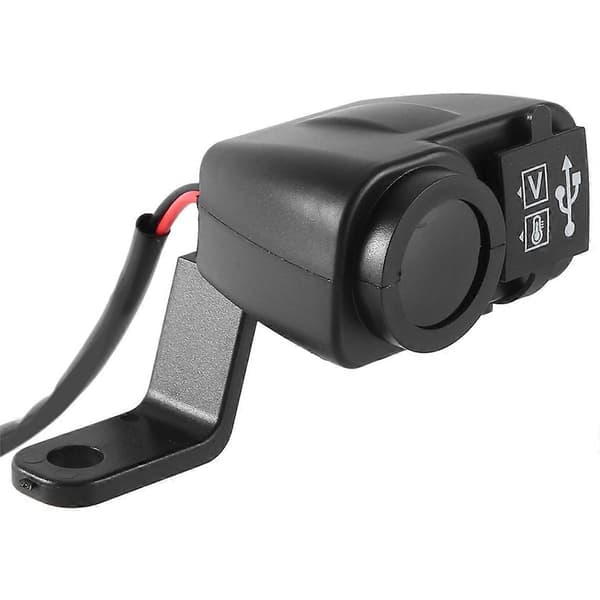 Billader med spennings- og temperaturmåler, digitalt display, dobbel USB QC3.0 hurtiglading, 12-24V universell