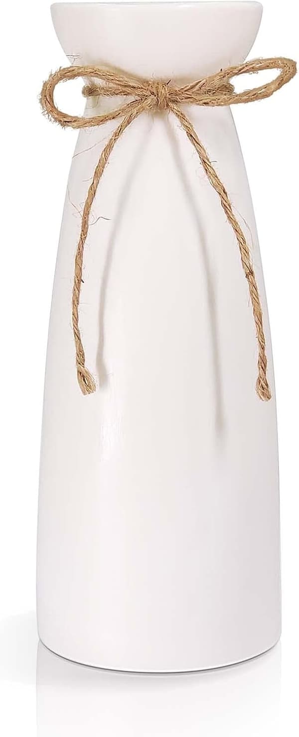 Ceramic Vase, Tall White Vase, Modern Table Vase Decorative