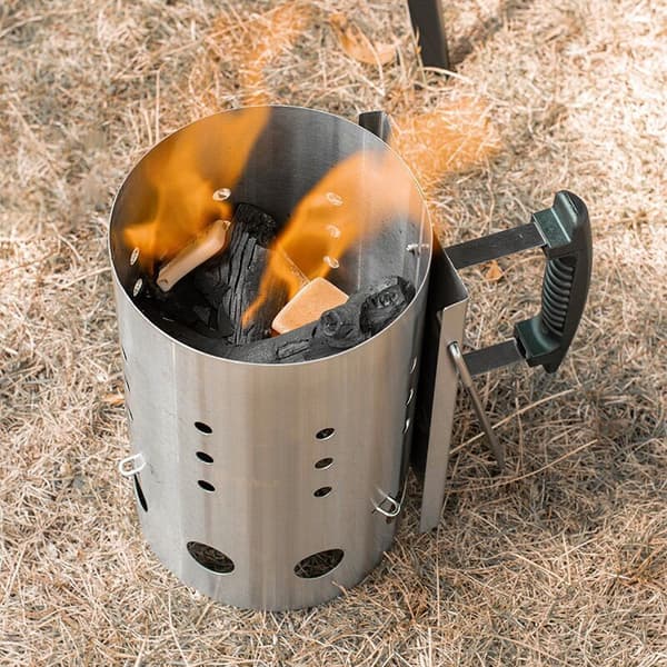 XXL Zinc Charcoal Starter with Heat Shield and Tilting Aid