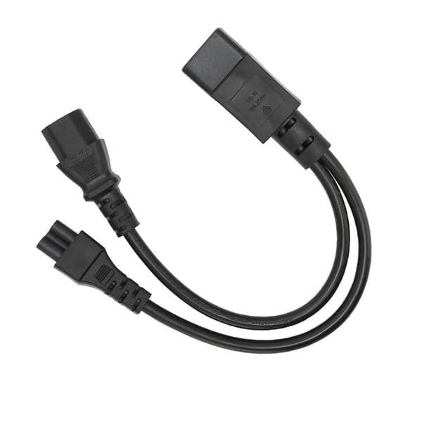 Strømfordelerkabel: IEC 320 C14 hann til C13 og C5 hunadapter - 10A 250V