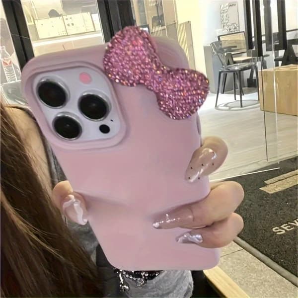Ruusu Strassirusetti Litsi Kuvio Puhelinkotelo, Useita iPhoneja Ruusunvärinen Pinkki Väri IPhone 14 Pro Max Pink Color IPhone 14 Pro Max