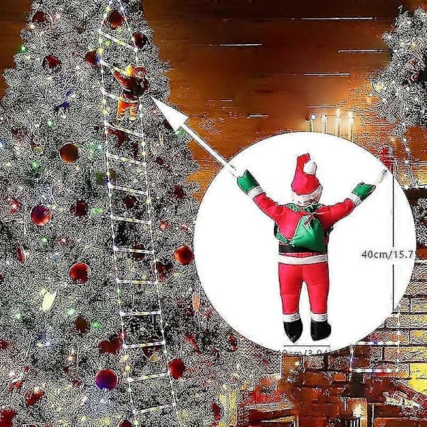 150 cm Climbing Santa Claus on Ladder with LED Lights & Remote Control