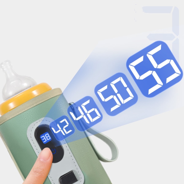 Bärbar Flaskvärmare, USB Bärbar Babyflaskvärmare Med Indikator, Termostatisk Flaskhölje 5 Hastigheter Justerbar För Bil, Resor, Hem green