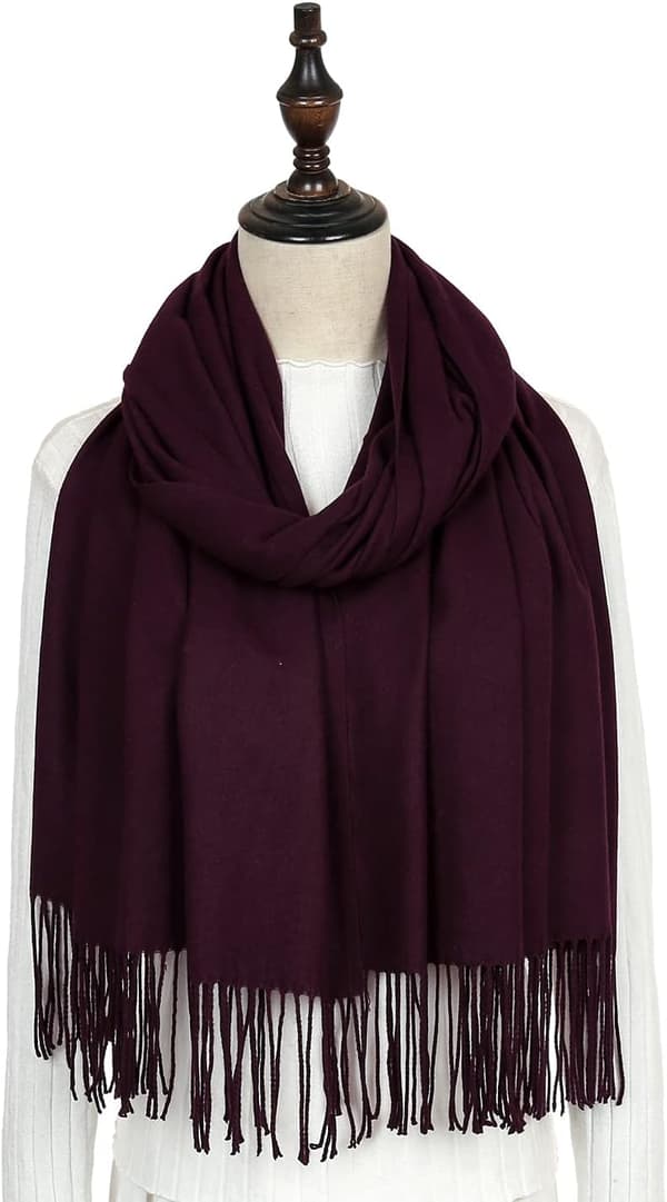 Damescarf Pashmina-sjaler og omslag til bryllupssjaler til kvinder vinter Mørkelilla Dark Purple