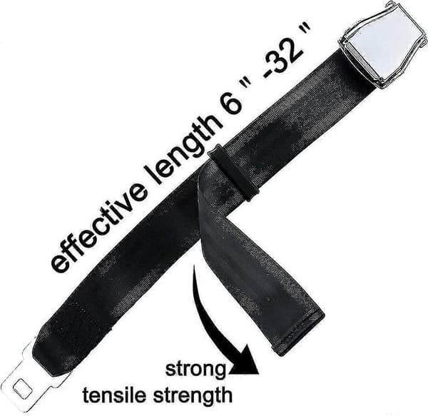 Flybæltesforlænger E4-certificeret, justerbar fra 15,2 cm til 81,3 cm