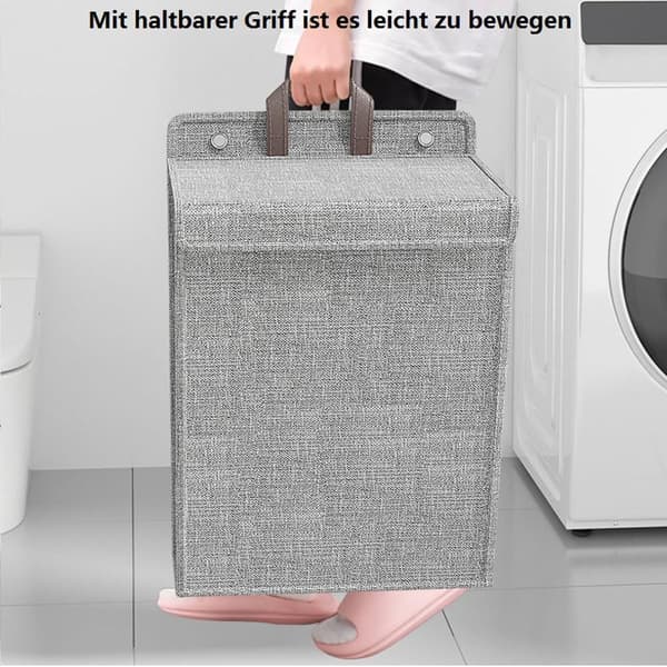 Sammenklappelig vasketøjskurv med låg, hængende netdesign til badeværelse og vaskerum