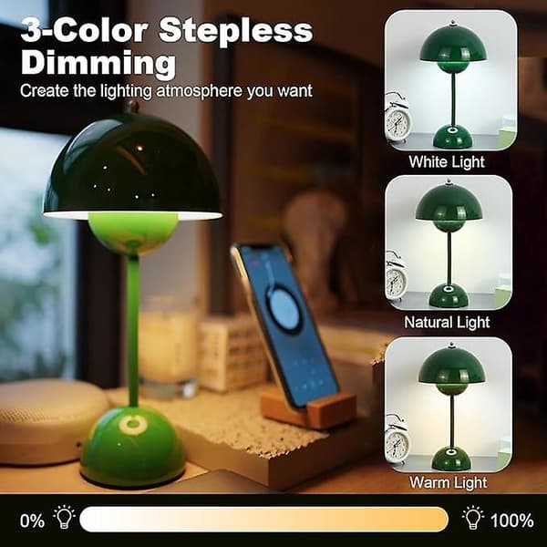 LED Flowerpot Table Lamp, Modern Macaron Lamp, Dimmable Table Lamp with 3 Colors Green Green