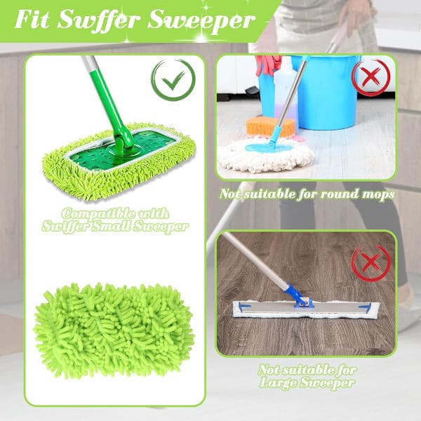 Stykker Mikrofiber Moppekluter for Swiffer Sweeper Mopp Refill Dampmopp, Gjenbrukbare Vaskbare Moppeputer for Flisegulv