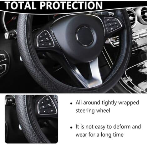 Microfiber Leather Steering Wheel Cover 37-38 cm - Non-slip and Durable - Optimal Comfort and Easy Installation