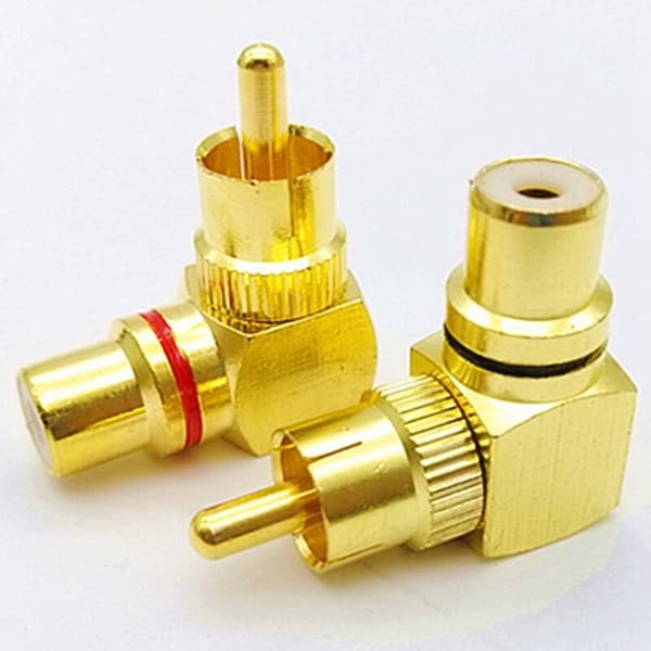 Gold-plated Copper RCA L-shaped Male Conversion Head - 90 Degree Wall Signal Line Conversion Socket