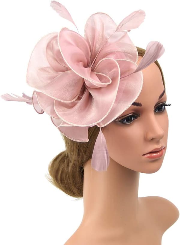 Fascinatorhatt for kvinner Cocktail teselskap hodeplagg Blomst Mesh Bånd Fjær Hårbånd Rosa B Pink B