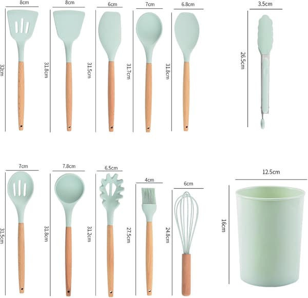 Silikone køkkenredskabssæt 12-dele non-stick