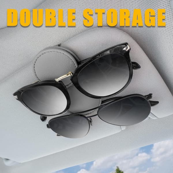 Leather Sunglasses Holder for Car Sun Visor, Upgraded N