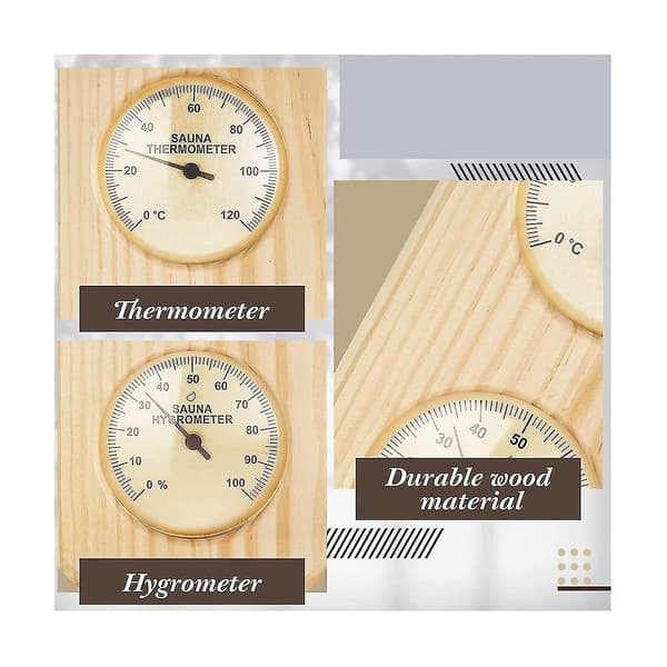 Træsauna termometer og hygrometer 2-i-1, 0-120°C, 0-100% fugtighed