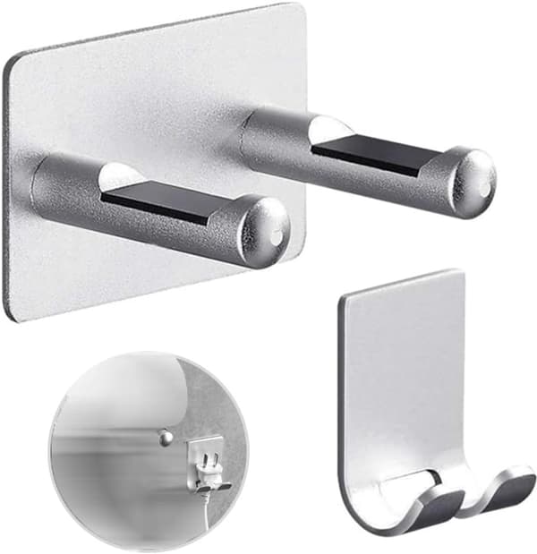 Väggmonterad Hårtorkshållare, Självhäftande Aluminiumlegering, Ingen Borrning, Silver, med Pluggfäste för Badrum