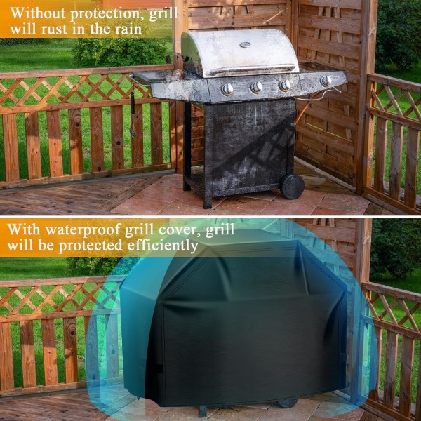 Grilltrekk, Grilltrekk for gassgrill for Charbroil/utendørsgrill, vanntett grilltrekk, anti-UV med borrelås og kantsnor 147x61x122cm