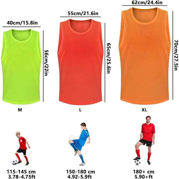 12 kpl jalkapalloharjoitteluliivejä vihreä S-XL Green S-XL