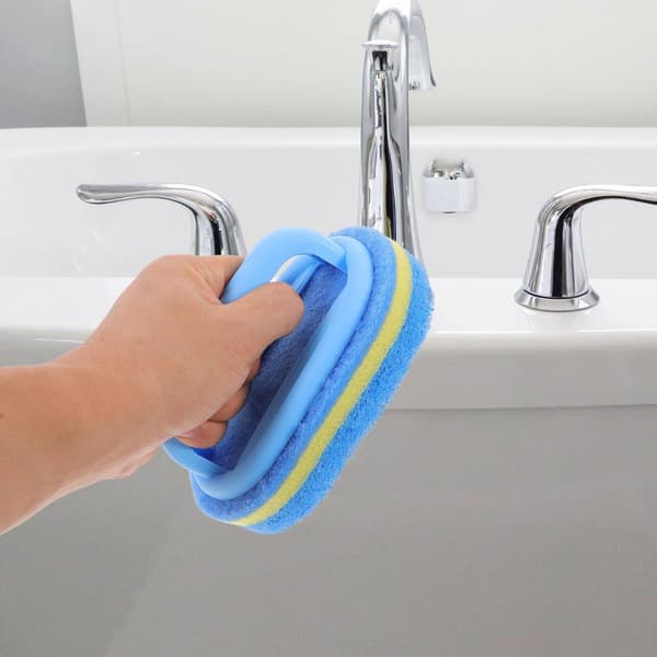 2 Kitchen Brushes Multifunctional Bathtub Cleaning Brush with Handle for Smooth Surfaces Blue