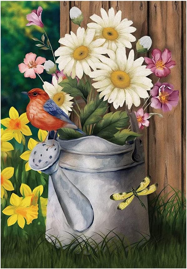 Diamond Painted Vase with All Diamond Painted Flowers