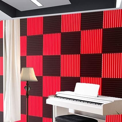2 stk rød/svart Absorb the echo Akustisk skumpanel Kile Studio Lydisolasjon Veggfliser