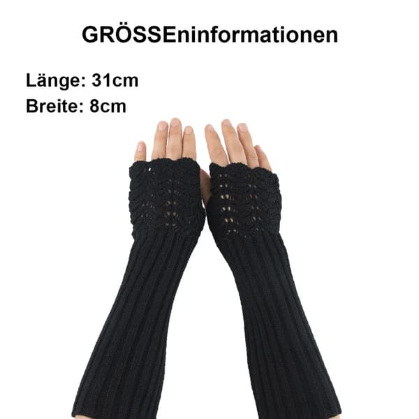 Dame Skala Design Vinter Varme Strikkede Lange Armvarmere Handsker