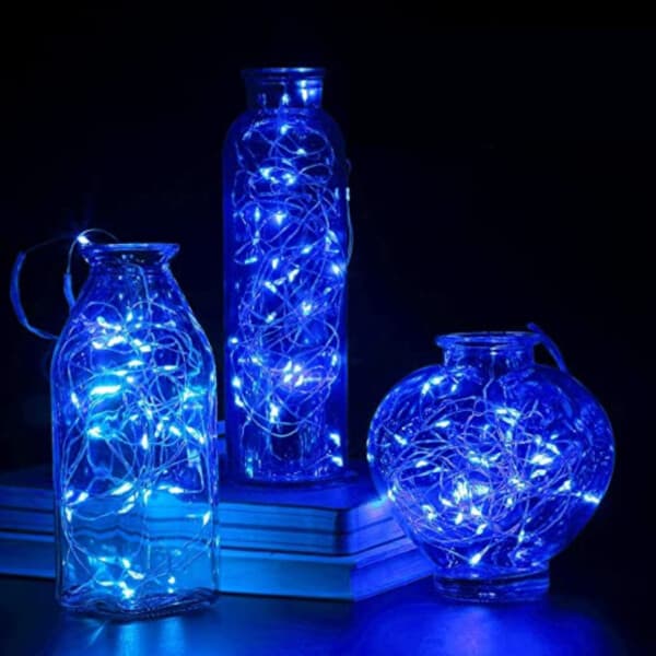 10-pakning 1m Mini LED Lyslenke Batteridrevet Blå blue
