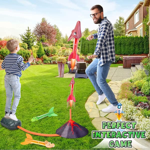 Dinosaur Stomp Rocket Legetøj til Børn Raketopsendelse til Børn - Have- og Udendørslegetøj til Børn (3 stk)