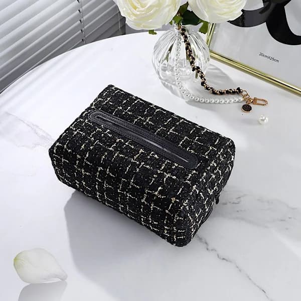 Bil Tissue Box Tissue Förvaringsfodral SVART SVART